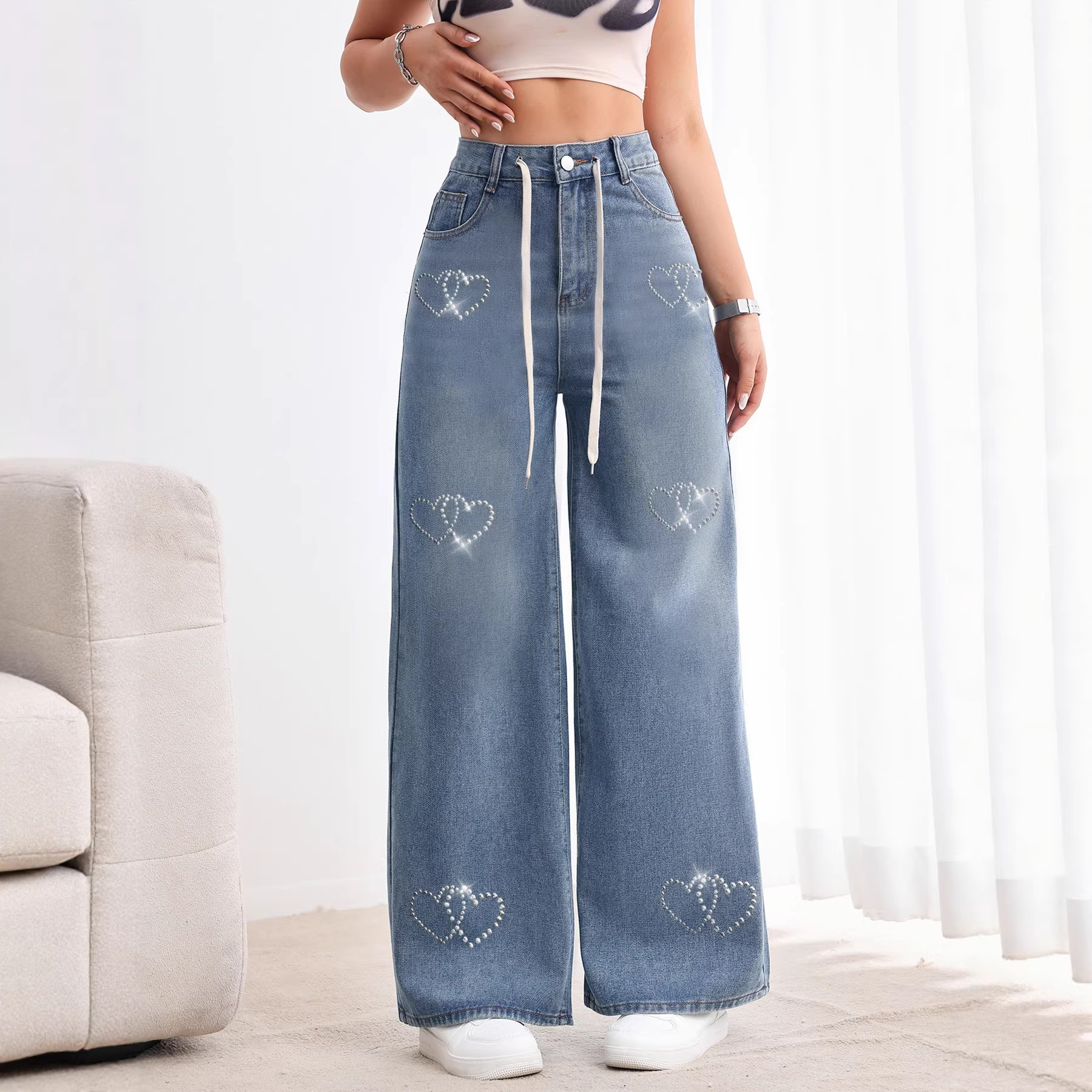 Women's American-style Retro Wide Leg Jeans