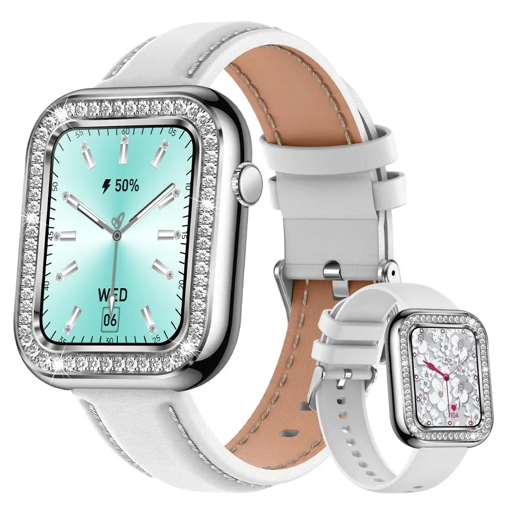 Square Fashion Women Smart Wristwatch Diamond Waterproof