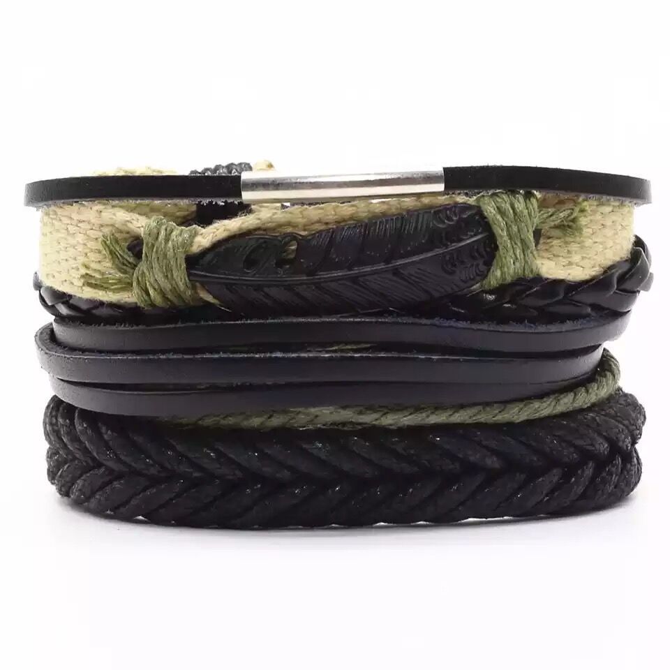 Multi-layer Bracelet Set Vintage-style Jewelry For Men