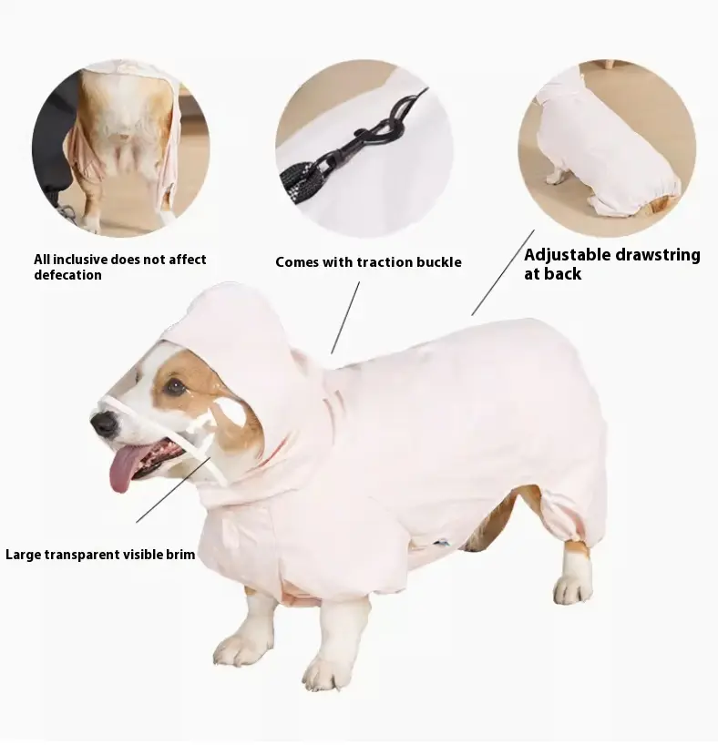 Waterproof Splash Proof Four-leg Raincoat For Dogs