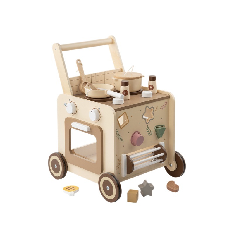 Wooden Multifunctional Beaded Building Block Hand Truck For Toddlers — foto 3