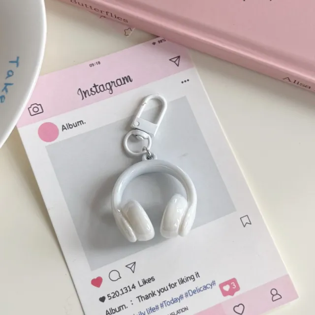 Personalized Small Earphone Pendant Mobile Phone Charm Keychain White - Shop at LoveMi