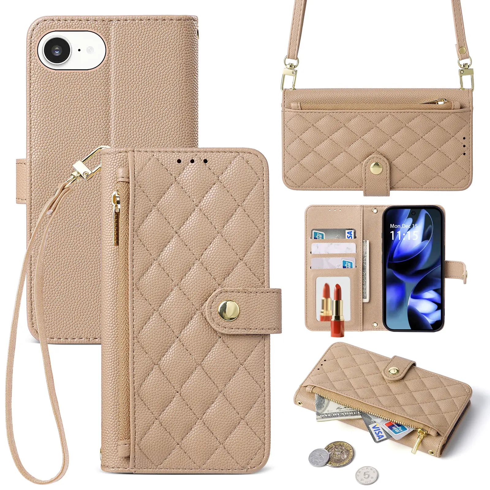Zipper-strap Crossbody Lanyard Phone Case Bag