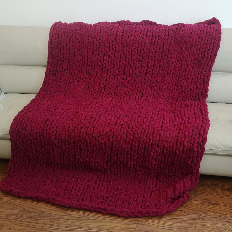 Chenille Knitted Handmade Throw Blanket