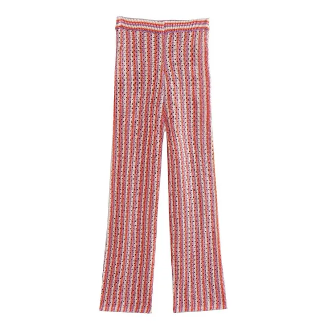 Flower Decorative Knitted Short Top Hollow out Suit Trousers - Shop at LoveMi