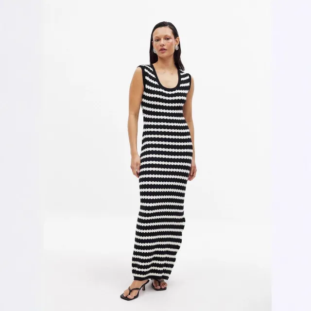 New Solid color Knitted Beach Dress For Women Stripes L - Shop at LoveMi