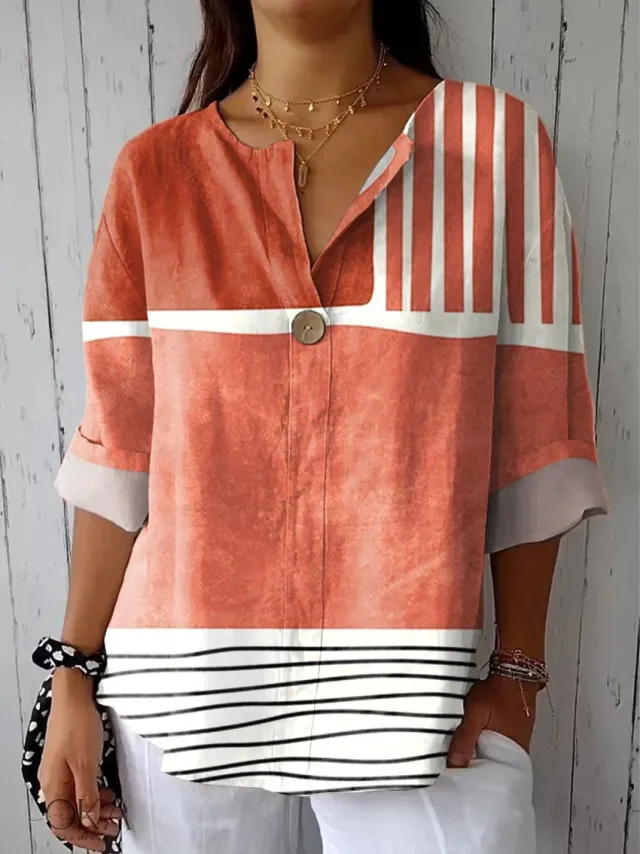 Summer New 3D Printed Women's Fashion V neck Long Sleeve Shirt Top Zj1027 4Xl - Shop at LoveMi