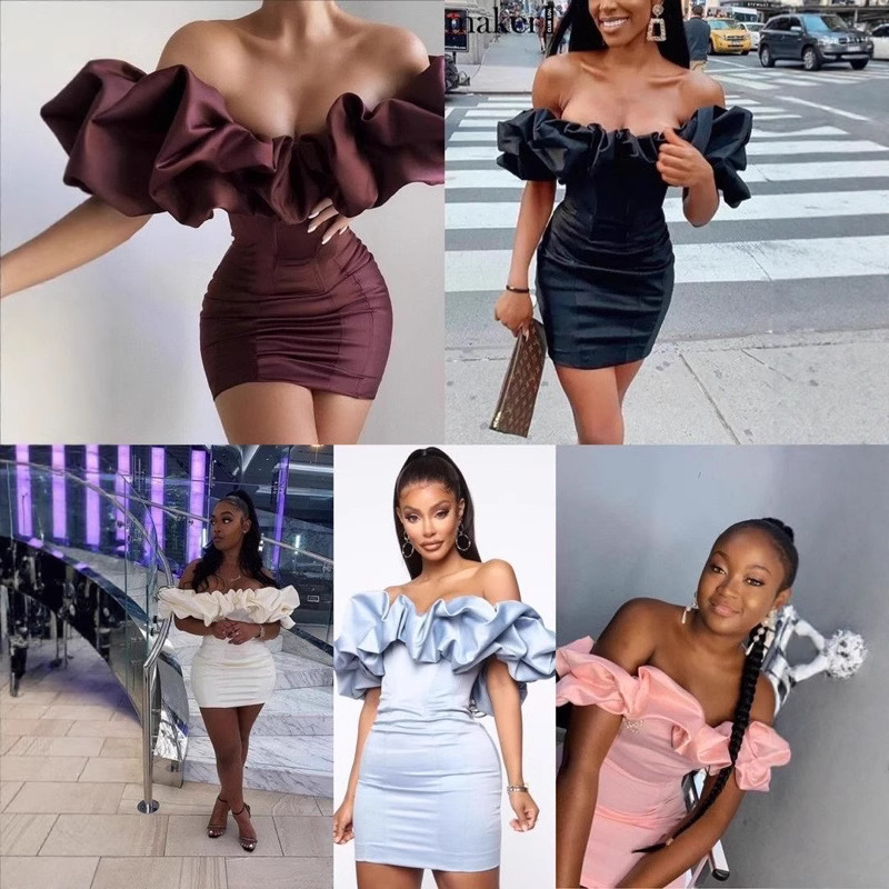 European And American Ruffled Tube Top Dress