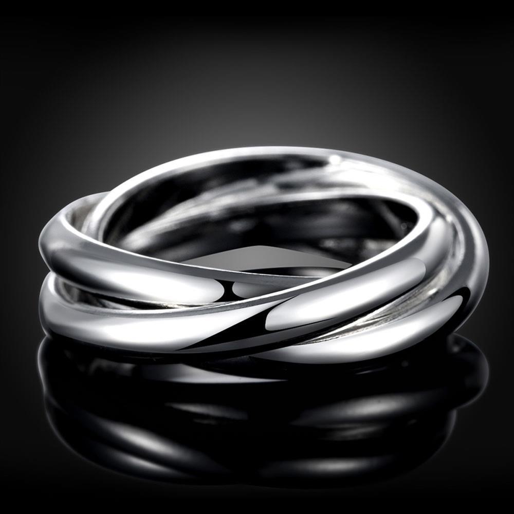 Womens Fashionable Silver-Plated Creative Three-Ring Ring