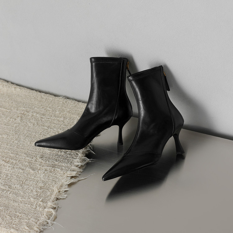 Women’s Cowhide Pointed Toe Stiletto Ankle Boots