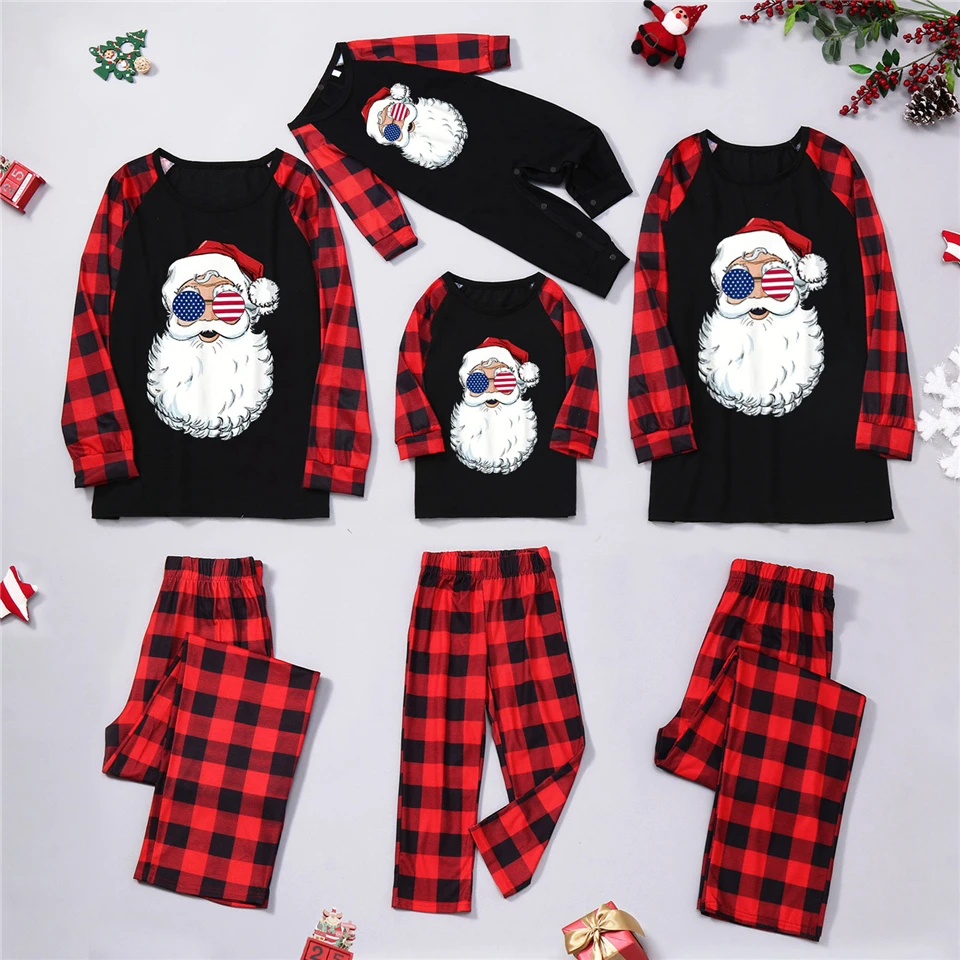 Title 5, Cartoon Elk Print Home Clothes Pajamas Parent-c...