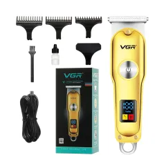 Portable Electrical Hair Cutter Dual-purpose Charging And Plug-in LCD Digital Display - V 290 Gold - View 1