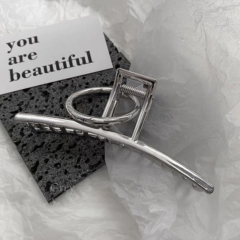 Metal Silver Hanging Ring Barrettes