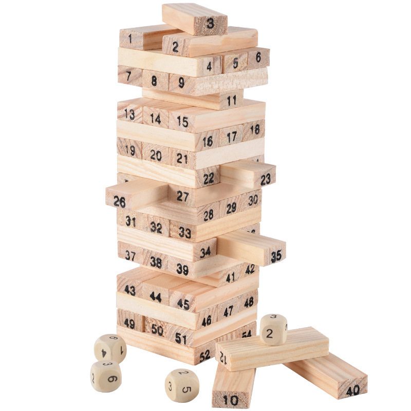 Puzzle éducatif numérique en bois à 54 bûchettes – style D, 48 pièces multicolores