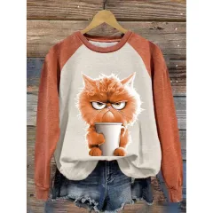 Women's Clothing 3D Digital Printing Long Sleeve Raglan Round Neck Women's Sweater - Style 30-S - View 1