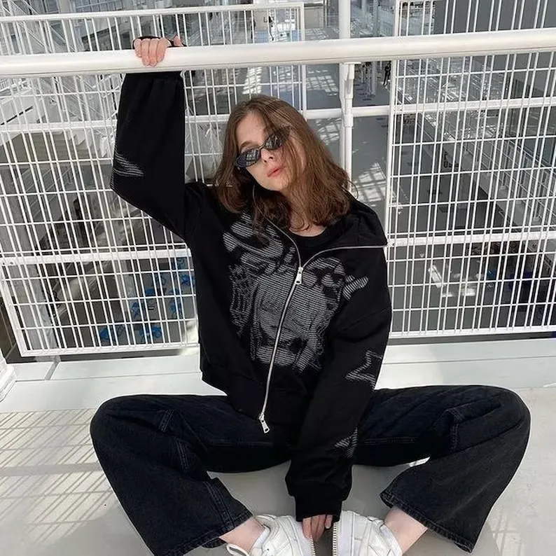 Round Neck Pullover Top Female Loose Sweater - Black