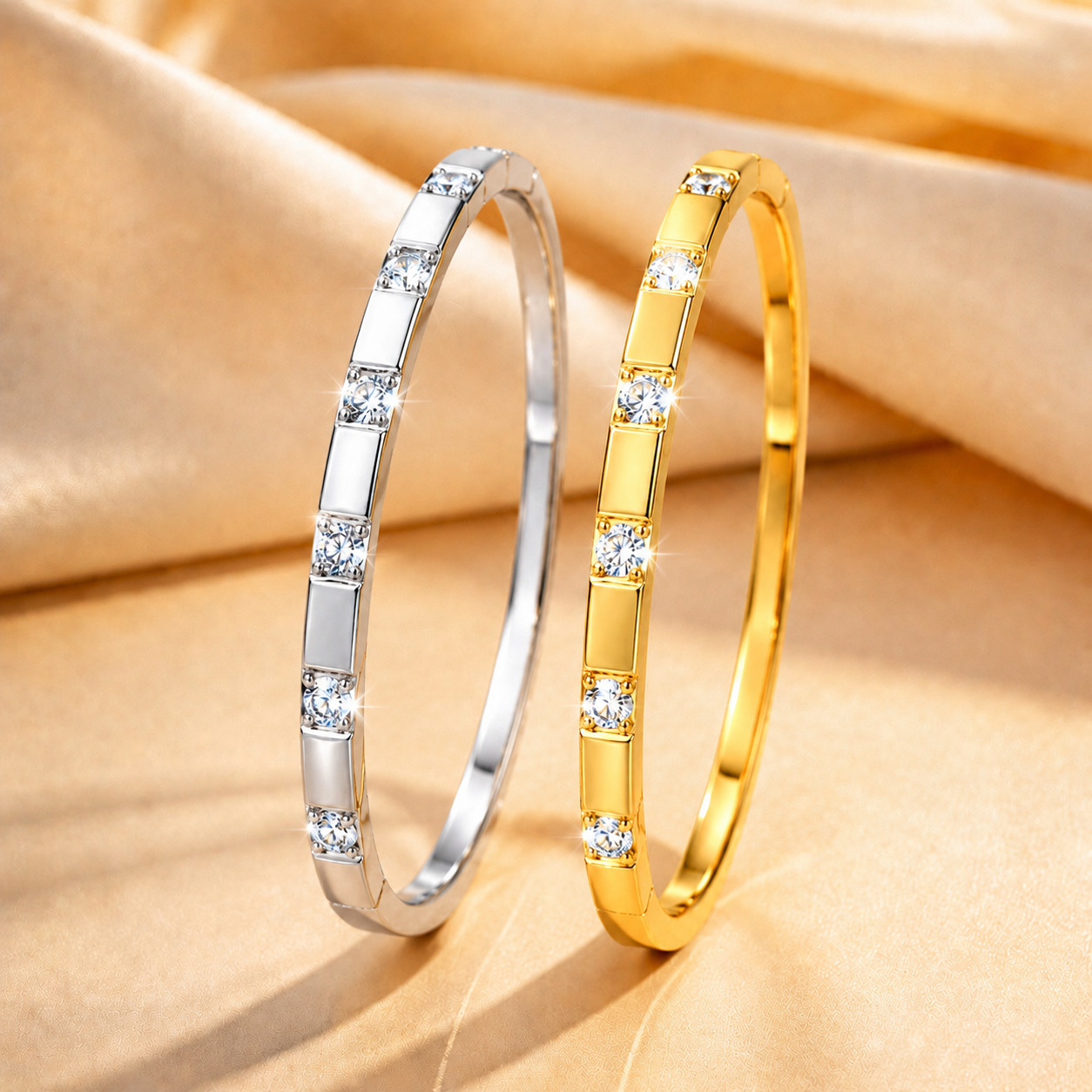 Gold-Plated Bracelet with Diamond Accents, picture 2 of 4