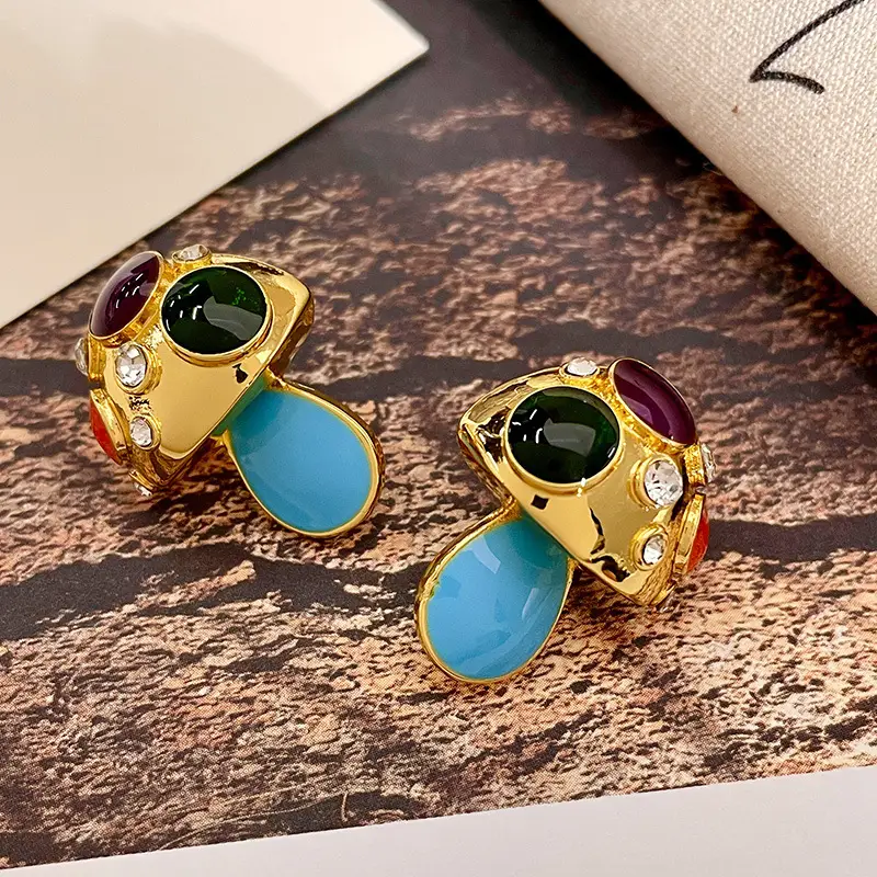 Women Girl Vintage Blue Crystal Earrings