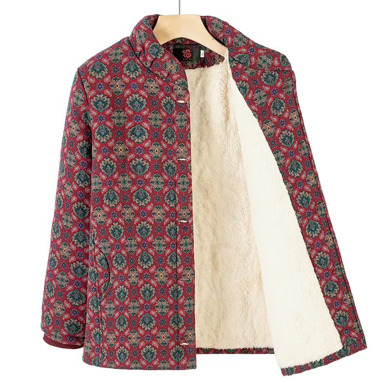 Thickened Cotton Coat With Stand Collar For Middle-Aged And Elderly