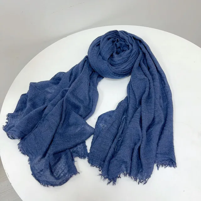 New Fashion Casual Wool Scarf For Women Solid Color Navy Blue - Shop at LoveMi