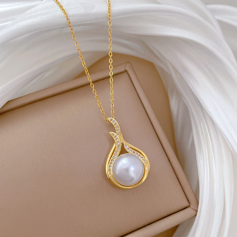 Pearl And Full-diamond Fashion Necklace For Women