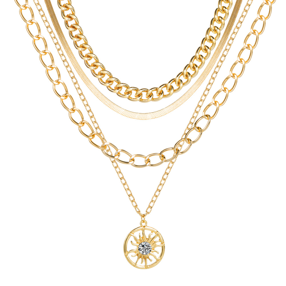 New Arrival French Retro Chain Sun Pendant Necklace