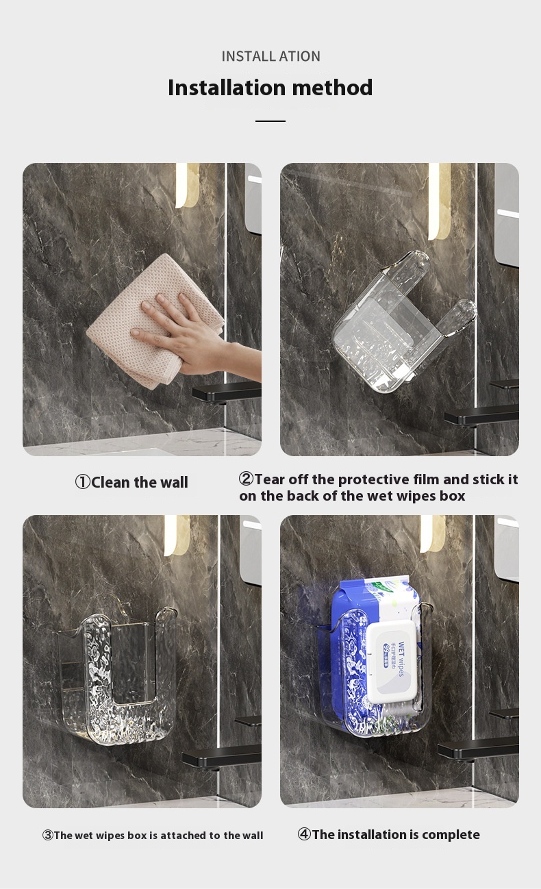 صندوق تخزين مناديل فاخر بتصميم جداري دون الحاجة للثقب