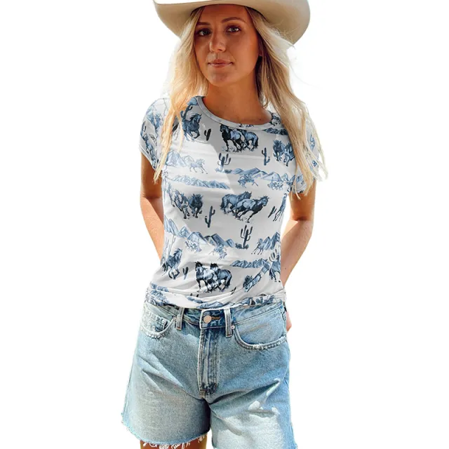 Summer Niche Animal Print Short Sleeve Lc25227471P804 - Shop at LoveMi