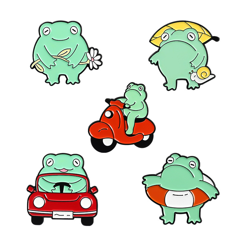 Oil Dripping Alloy Cute Frog Brooch - Image 5