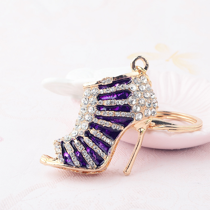 Diamond Studded Hollow High Heels Modeling Alloy Backpack Keychain