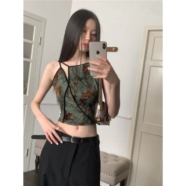 Vintage Flocking Tie dyed Suspenders Green - Shop at LoveMi