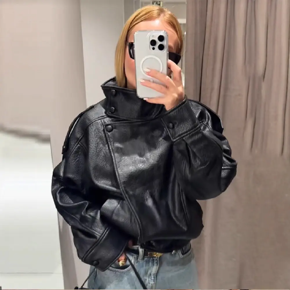 Retro Biker-Style Leather Jacket