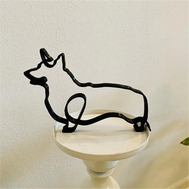 Simple Metal Dog Art Sculptured Ornaments Home Decoration