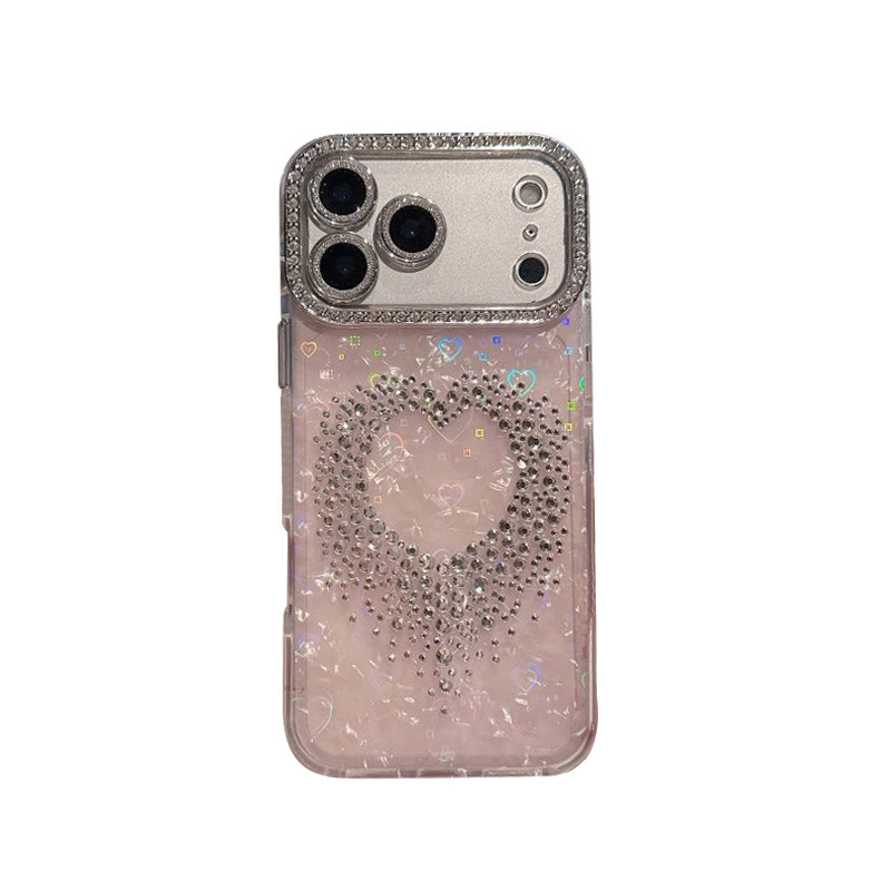 Rhinestone Dot-tipped Tassel Heart Phone Case 7