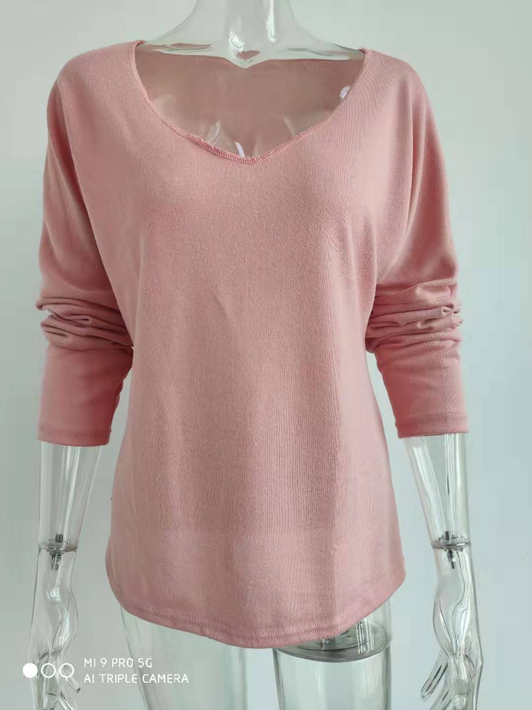 Title 17, Simple long sleeve V-neck pullover for women. A...