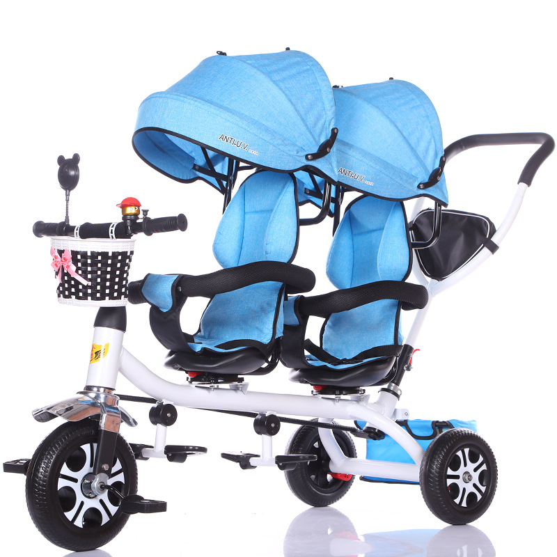Poussette tricycle jumelle légère pour bébé – Image 2