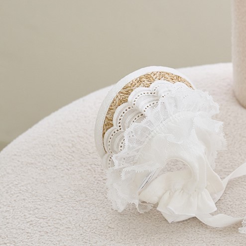 White Lace French Straw Hat