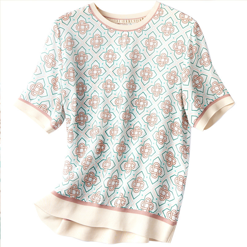 Women's High-grade Top, Retro Plaid Short-sleeved T-shirt