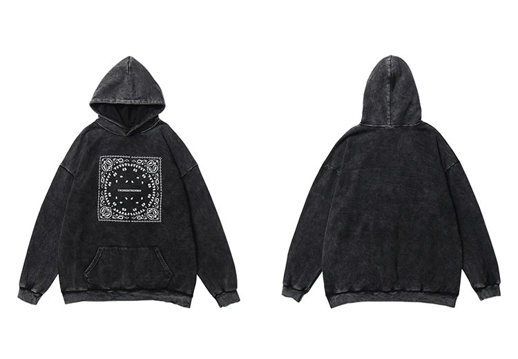 Title 2, Washed distressed hooded sweater