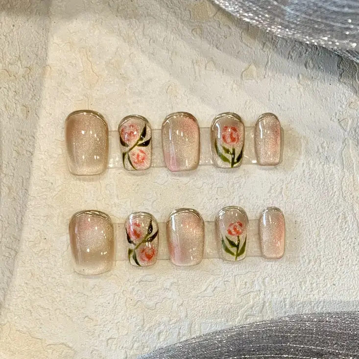 French Advanced Rose Wear Armor Fashion Short Temperamental Nail Tip