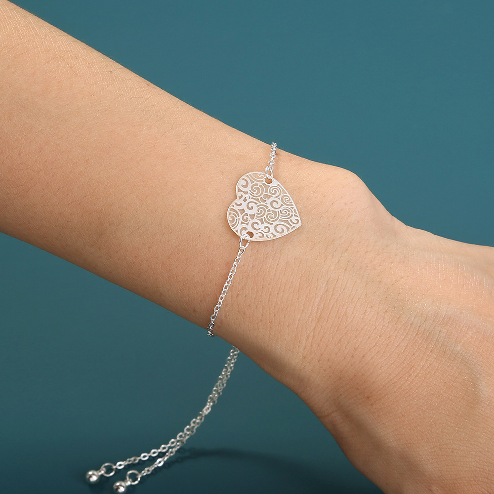 Simple All-match Adjustable Copper Sheet Love Drop Bracelet