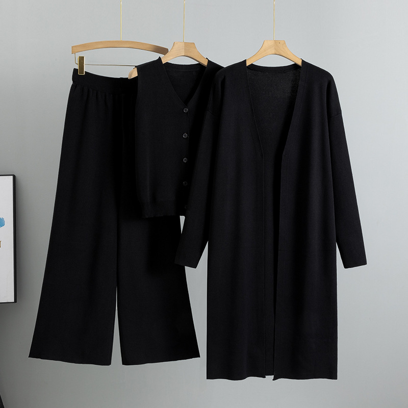 Elegant Knitting Suit Sleeveless Vest Sweater Cardigan Pants Three-piece Set - Image 2