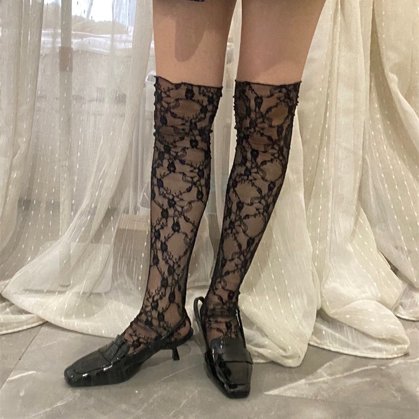 Korean Online Influencer Stretch Lace Over-the-knee Stockings