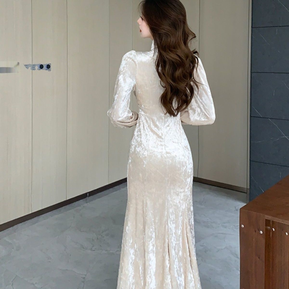 Womens French-style Elegant And Sexy Long-sleeve Dress With A Collar - Image 4