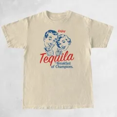 Enjoy Tequila Retro Graphic Tees Women Cute Funny Alcoh - Beige - View 1