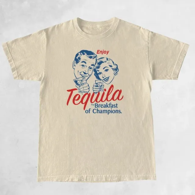 Enjoy Tequila Retro Graphic Tees Women Cute Funny Alcoh Beige - Shop at LoveMi