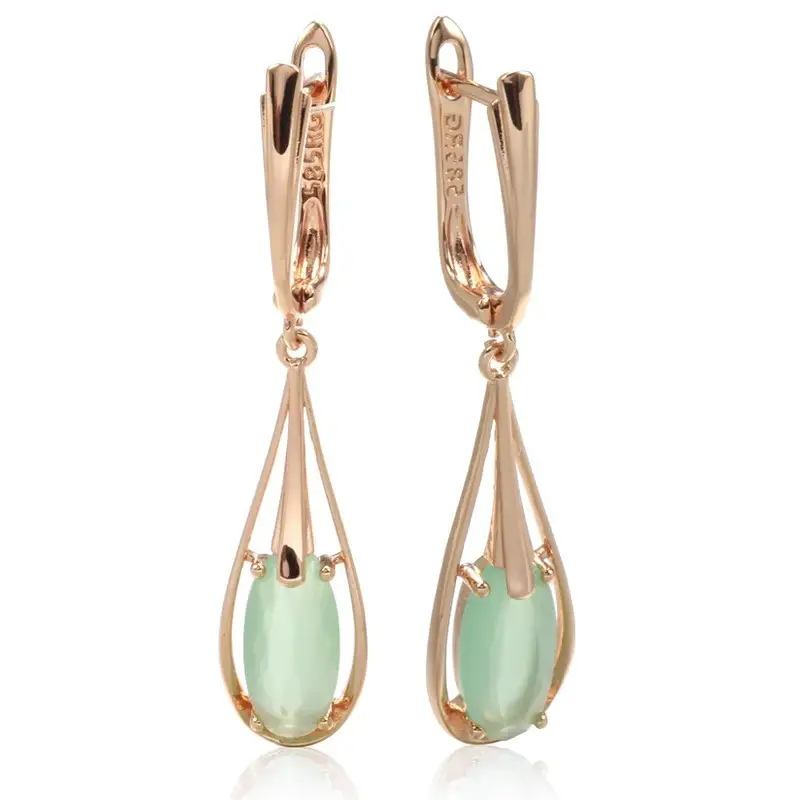 Fashion Simple Rose Geometric Square Zircon Gold Earrings