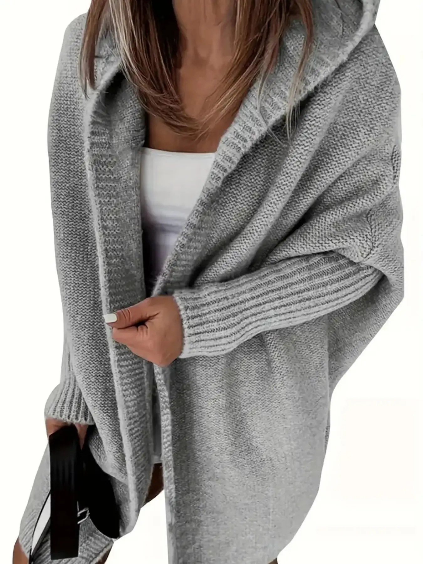Knitwear Outer Wear Cardigan Casual Hooded Sweater Women's Baggy Coat