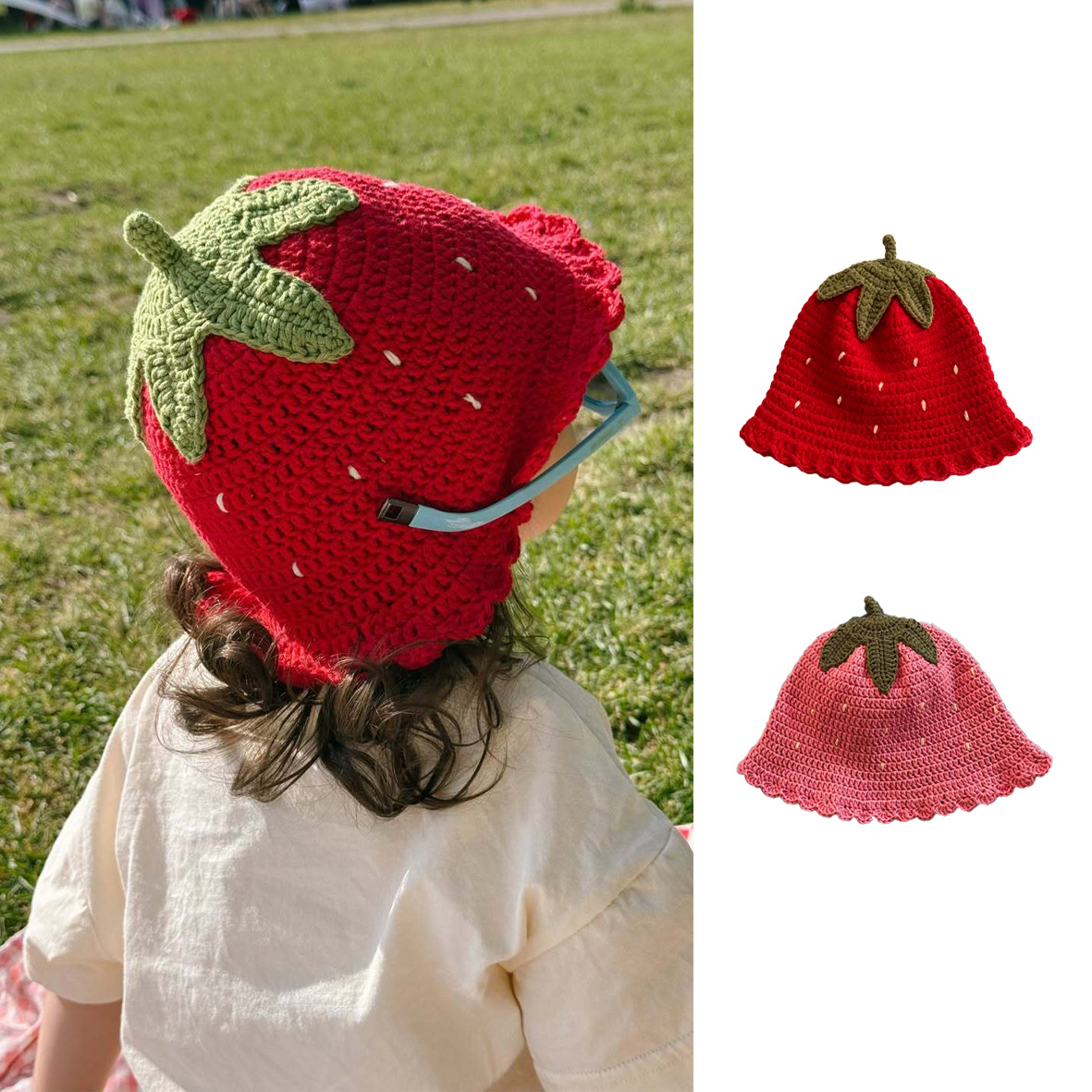 Sweet Strawberry-Shaped Baby Knitted Hat