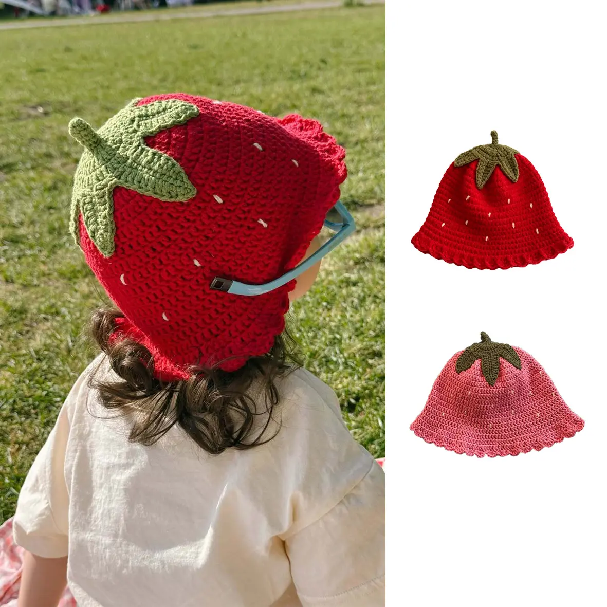 Sweet Strawberry-Shaped Baby Knitted Hat
